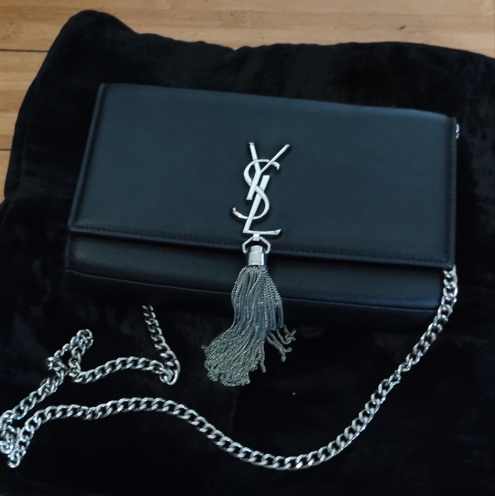 Saint Laurent Black Textured Leather Bag